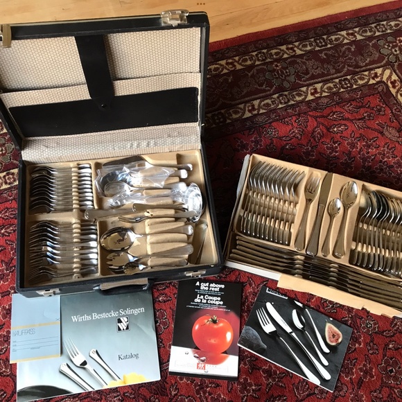 WIRTHS BESTECKE SOLINGEN Kanada Flatware MCM 2-Tiered Case Like New Flatware - Picture 1 of 12